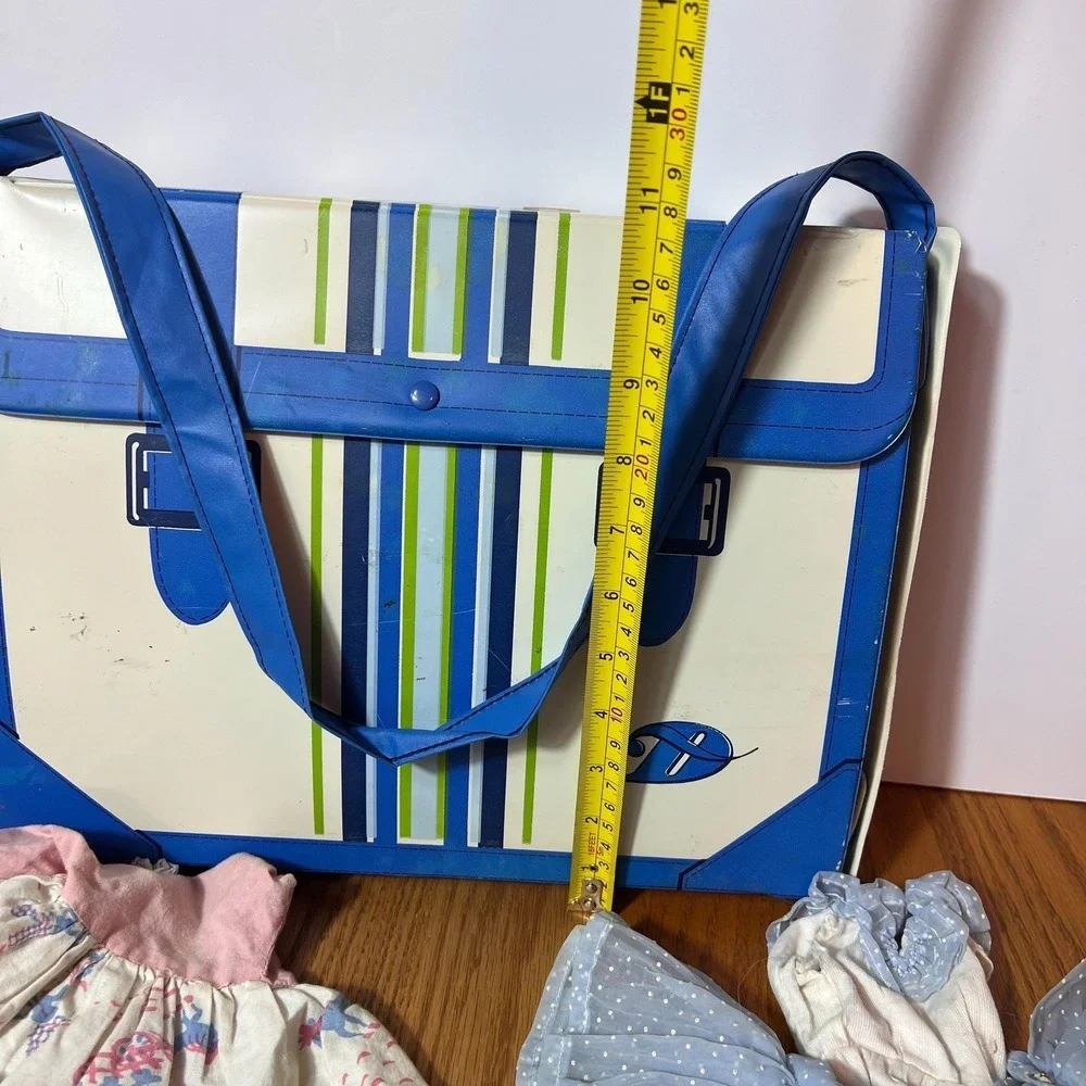 VTG Doll Clothes Lot w/ Blue Carry Case Mixed Doll Outfits Dresses Wardrobe